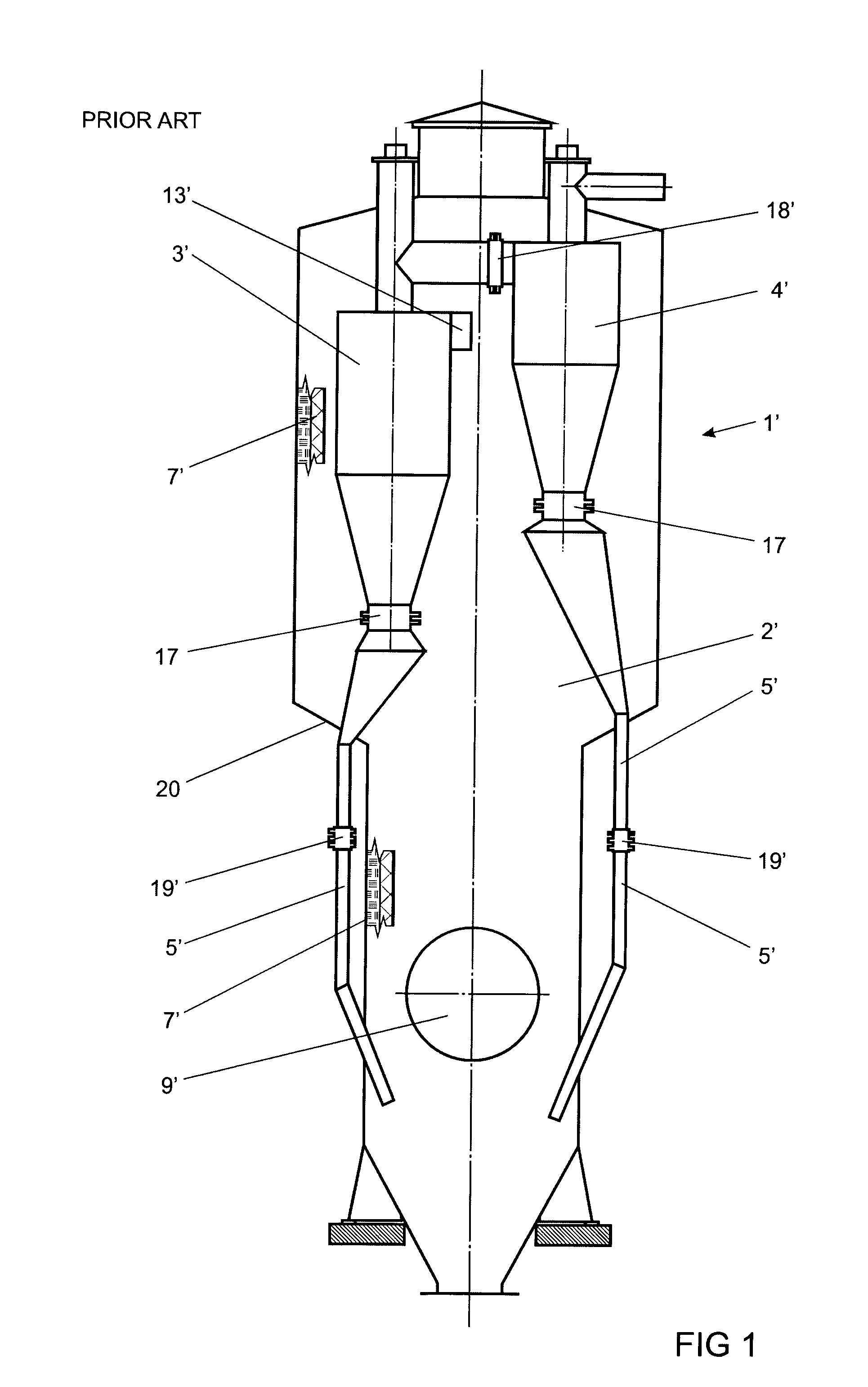 Separator of solid particles from steam-gas mixture