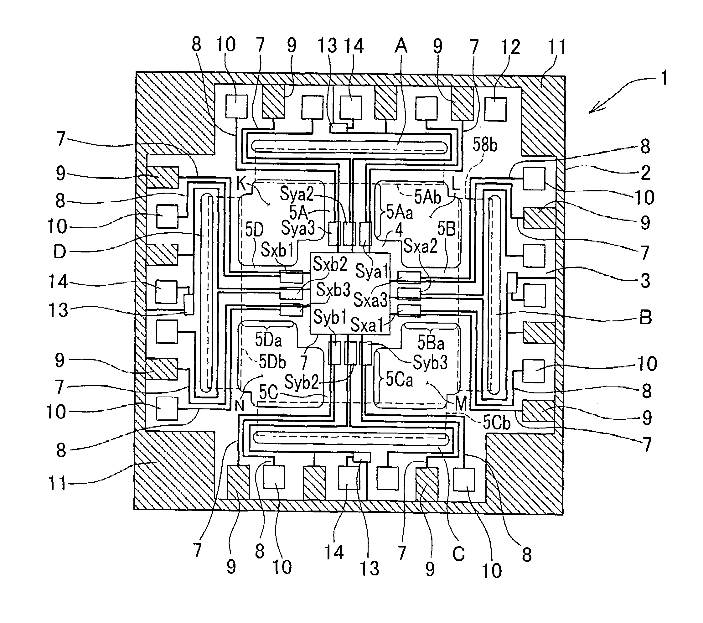 Six-axis force sensor chip and six-axis force sensor using the same