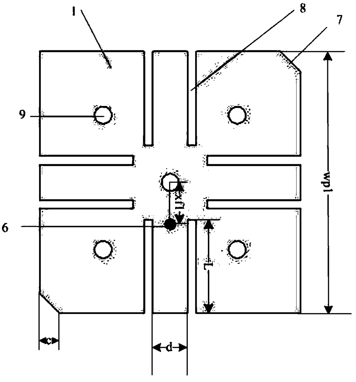 Double-fed dual-frequency dual-circular-polarization microstrip patch antenna