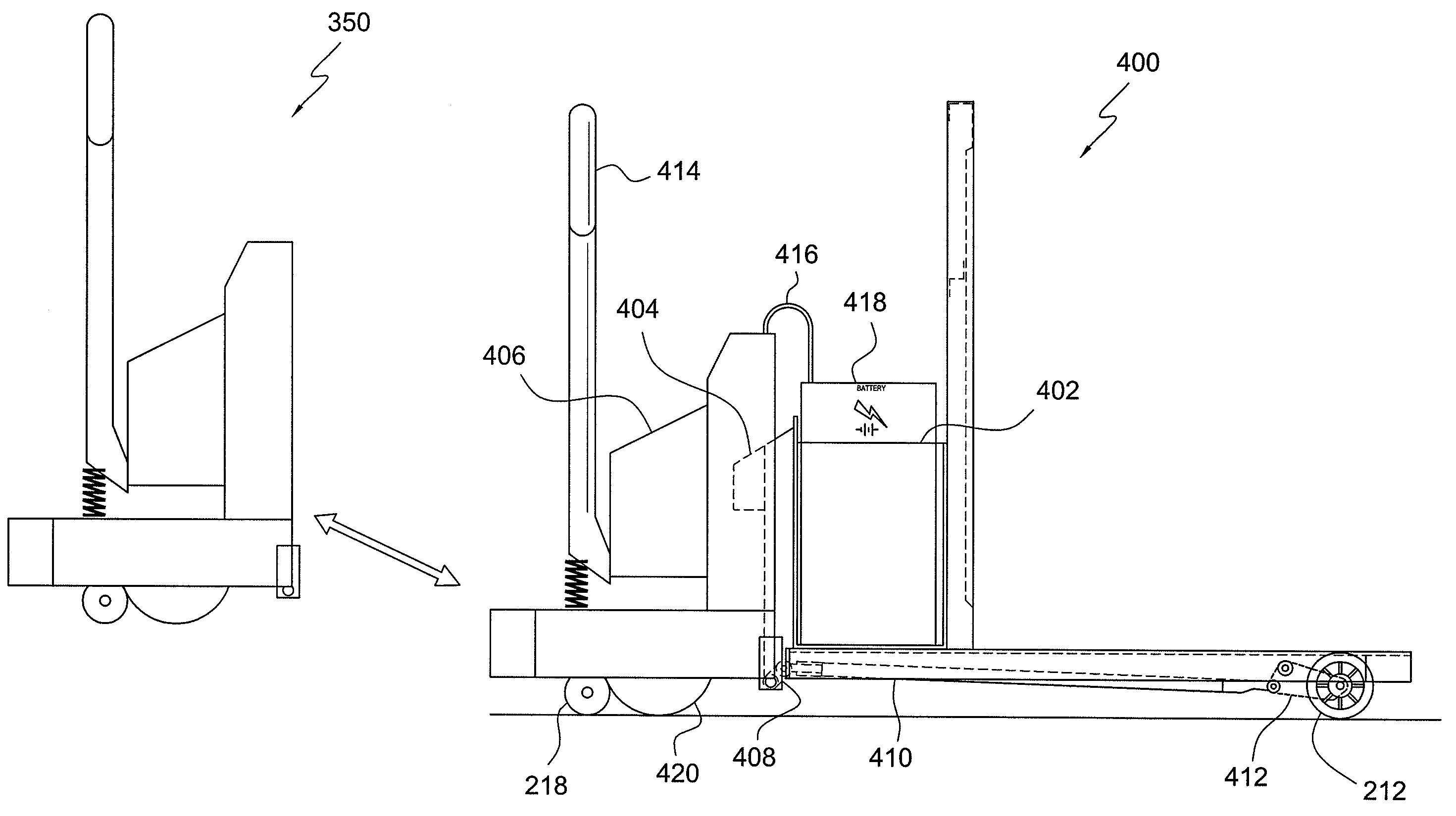 Pallet jack system and method for the transportation of stackable packaged goods pallets