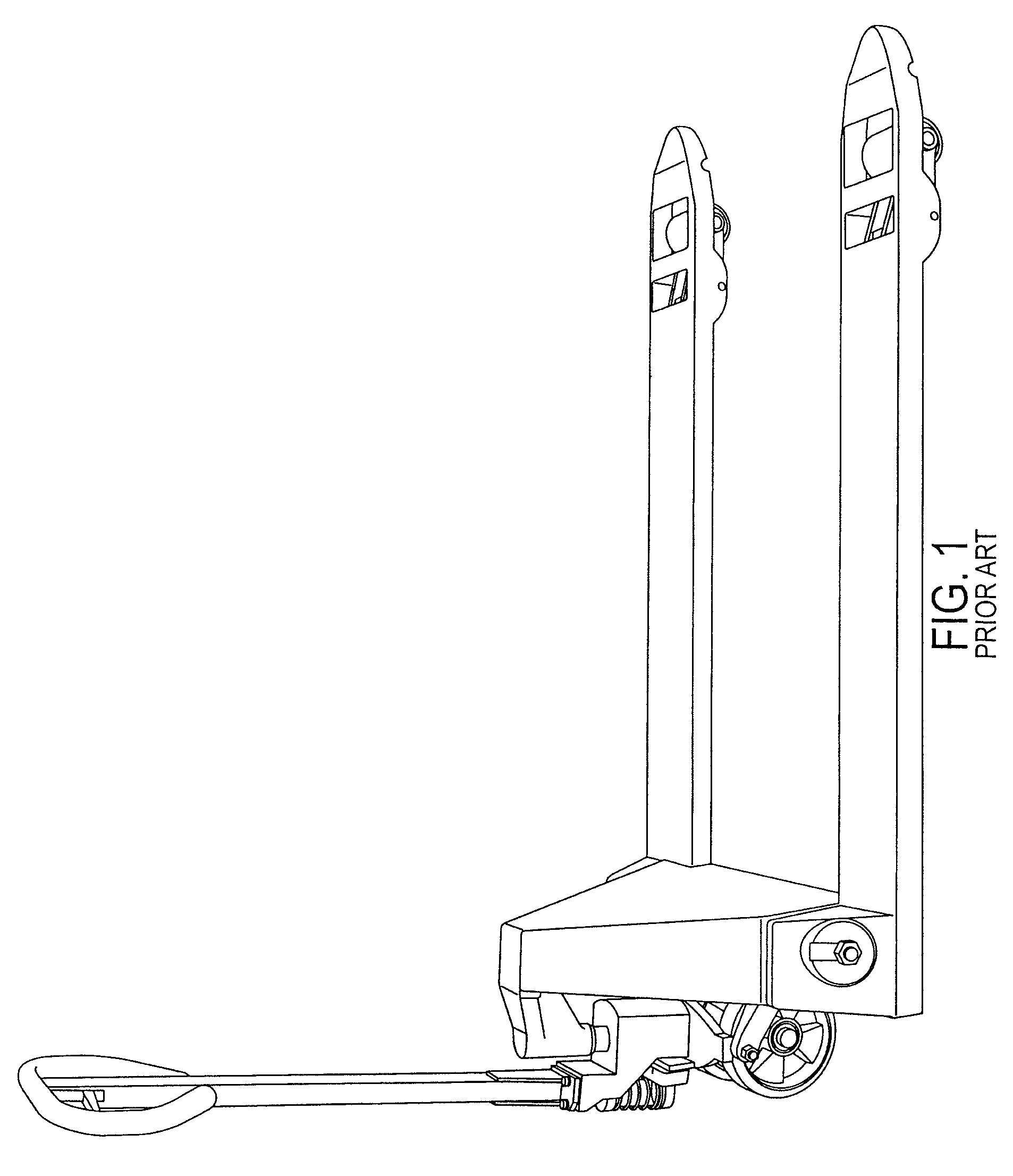 Pallet jack system and method for the transportation of stackable packaged goods pallets