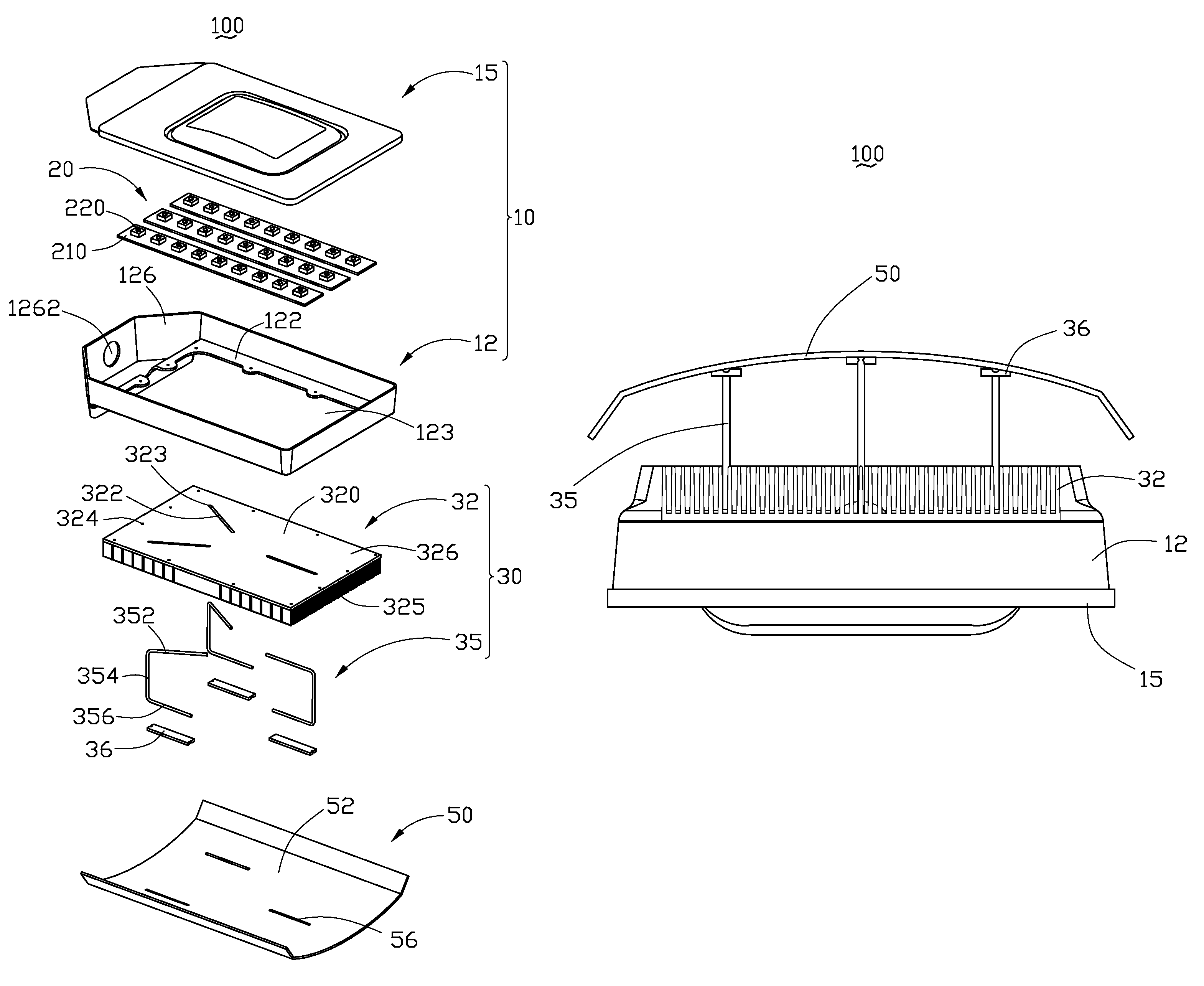 LED lamp with a cover and a heat sink