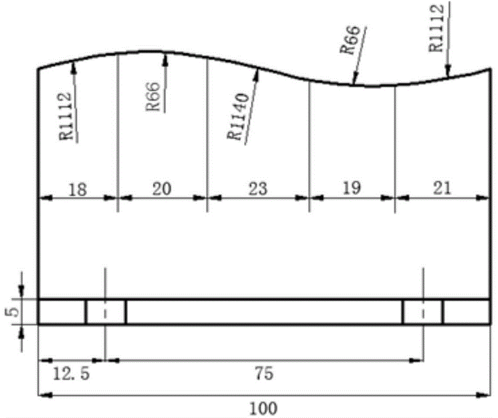 High-speed milling process experiment method for integrated quenched steel concave surface test piece and concave surface test piece