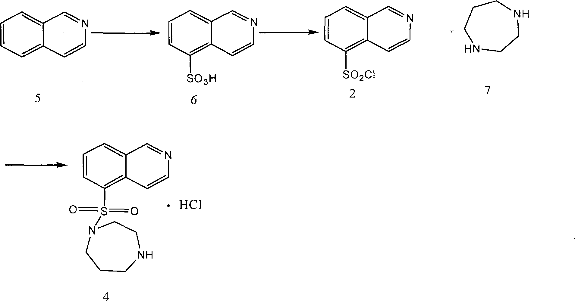 Preparation method of fasudil hydrochloride