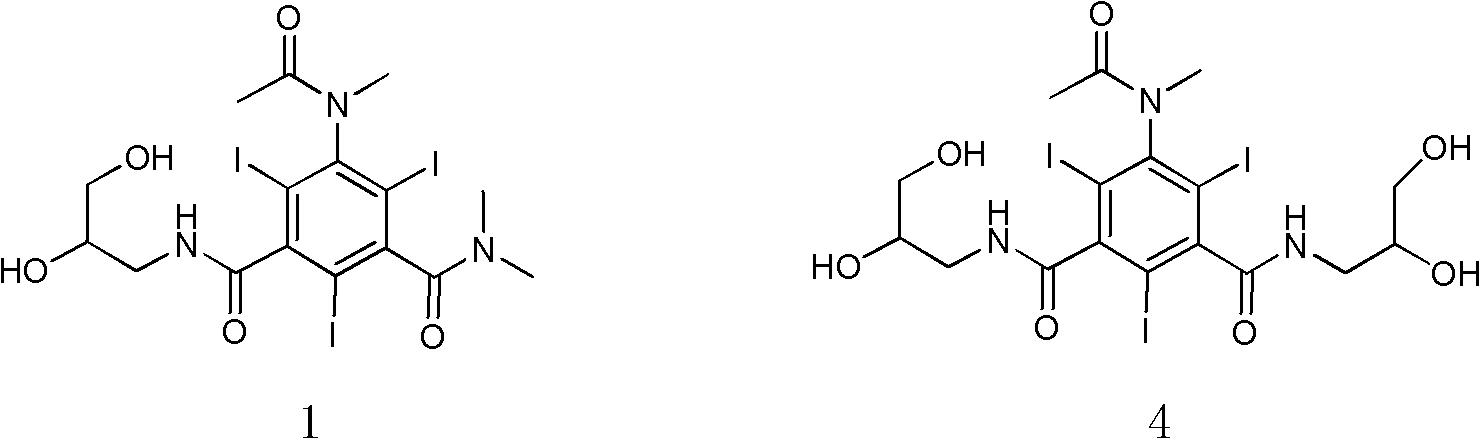 Low-osmotic-pressure triiodo-benzene compound contrast agent