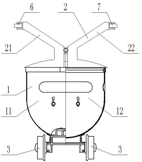 Upper curved rail side pressure bottom unloading mine car and using method