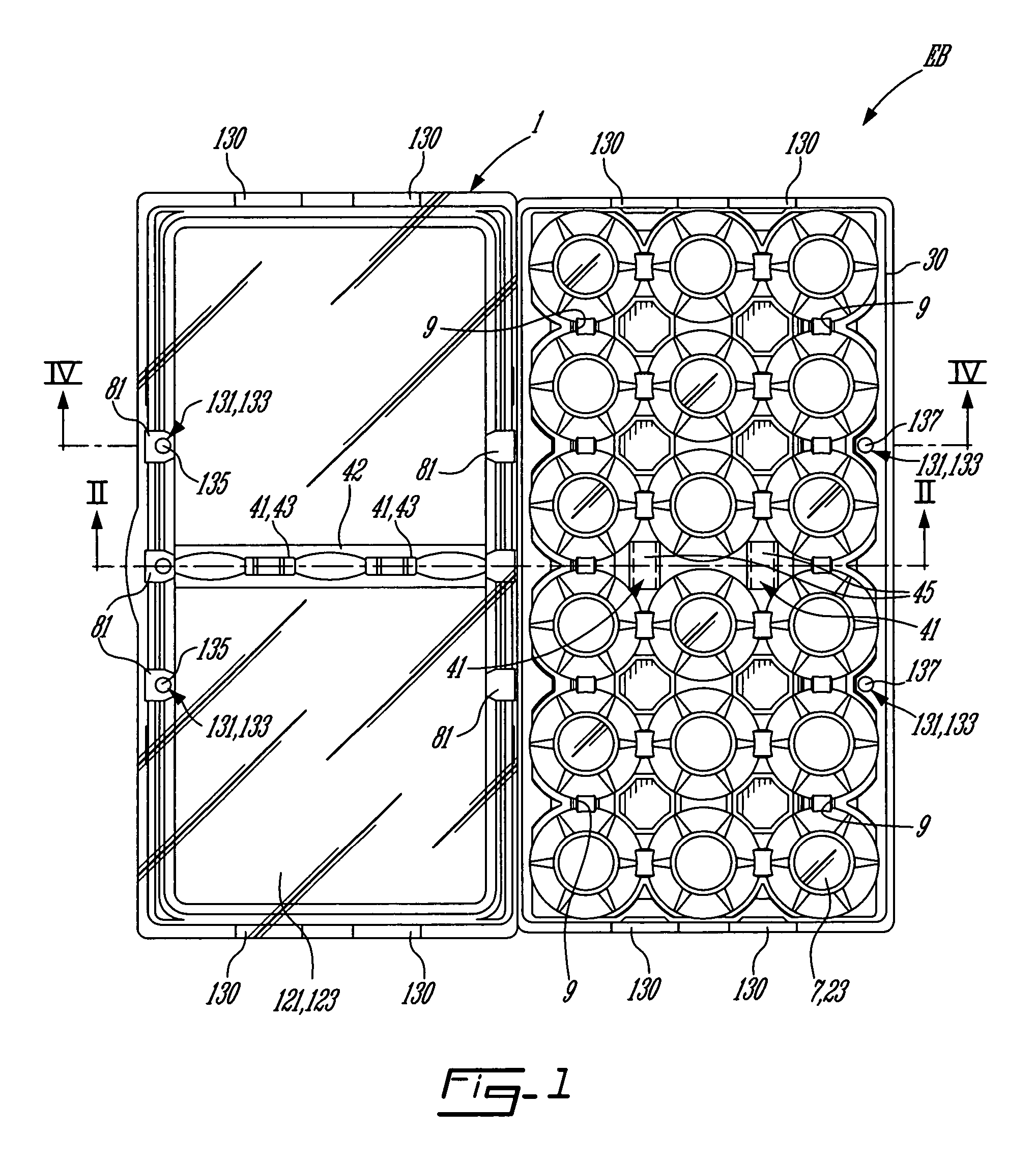 Stackable egg-box, stack of egg-boxes and method for destacking said egg-box