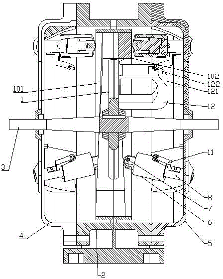 Runner rotating in radial direction due to end face stress and pressure power machine of runner