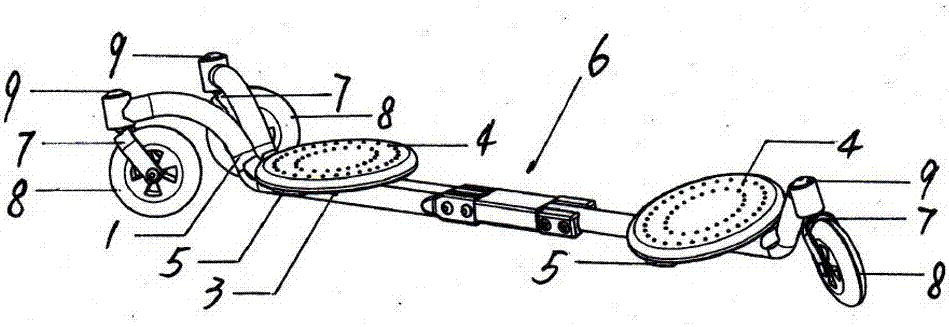 Large wheel diameter swing and twist three-wheel skateboard