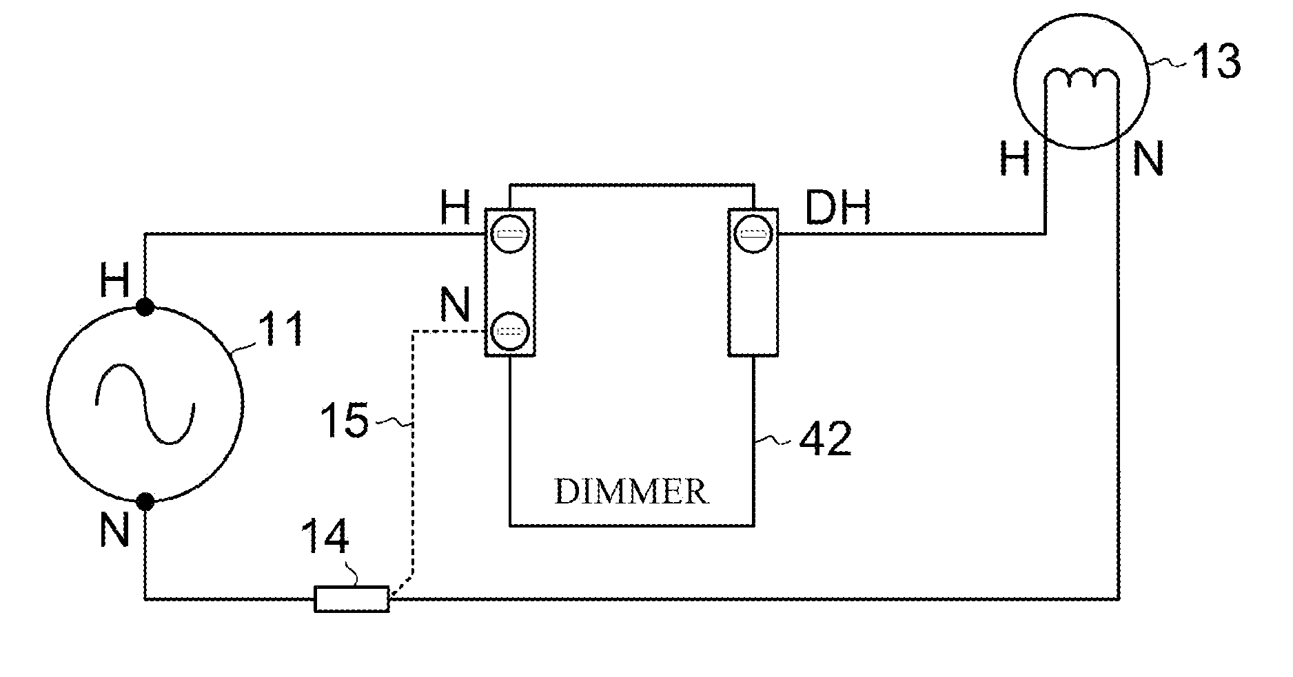 Dimmer Adaptable to Either Two or Three Active Wires