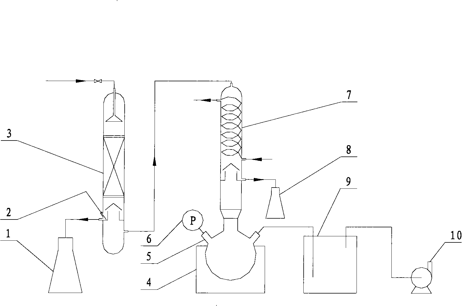 Method for continuously vacuum volatilizing and separating azeotrope and device