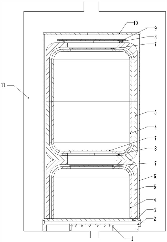 Deposition device for densification of prefabricated body and charging structure