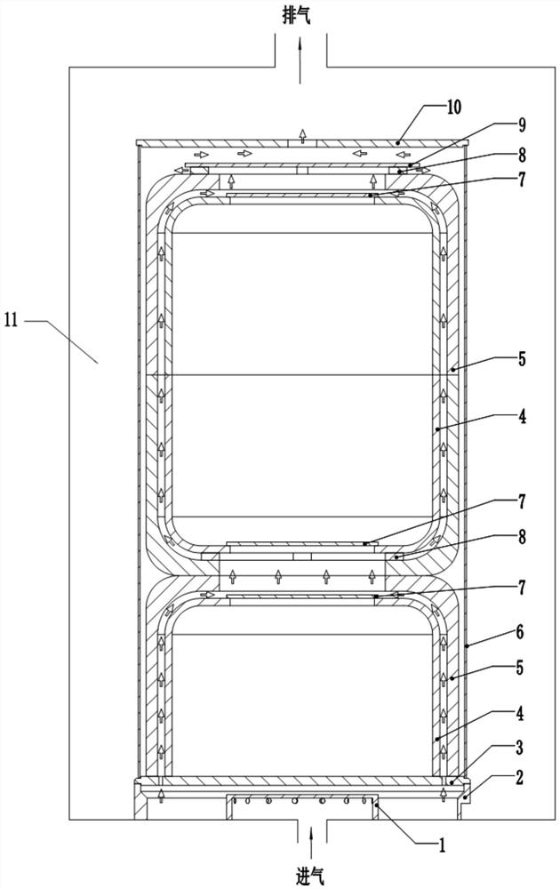 Deposition device for densification of prefabricated body and charging structure