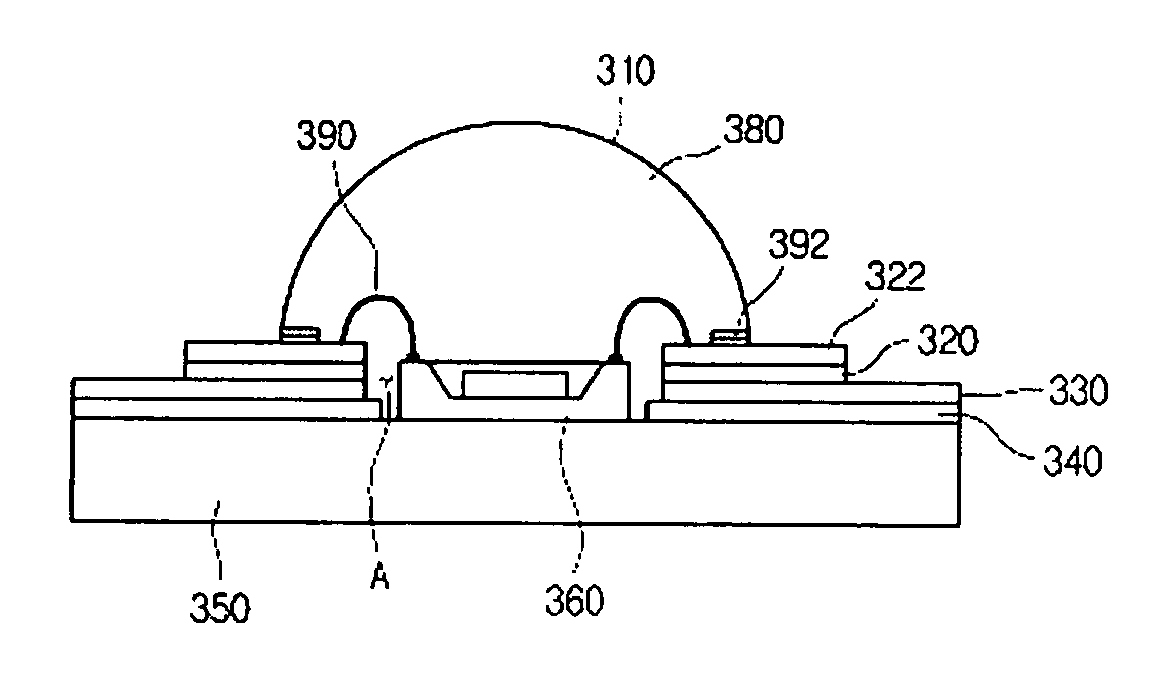 Package for light emitting device with metal base to conduct heat