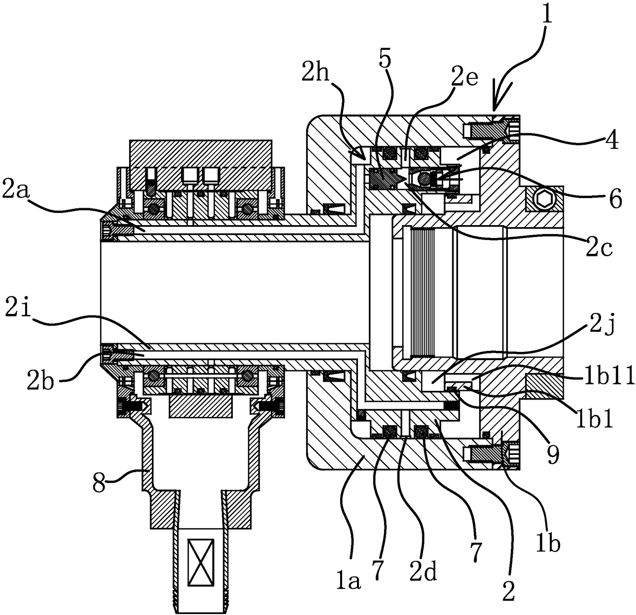 Angling cylinder with pressure maintaining function