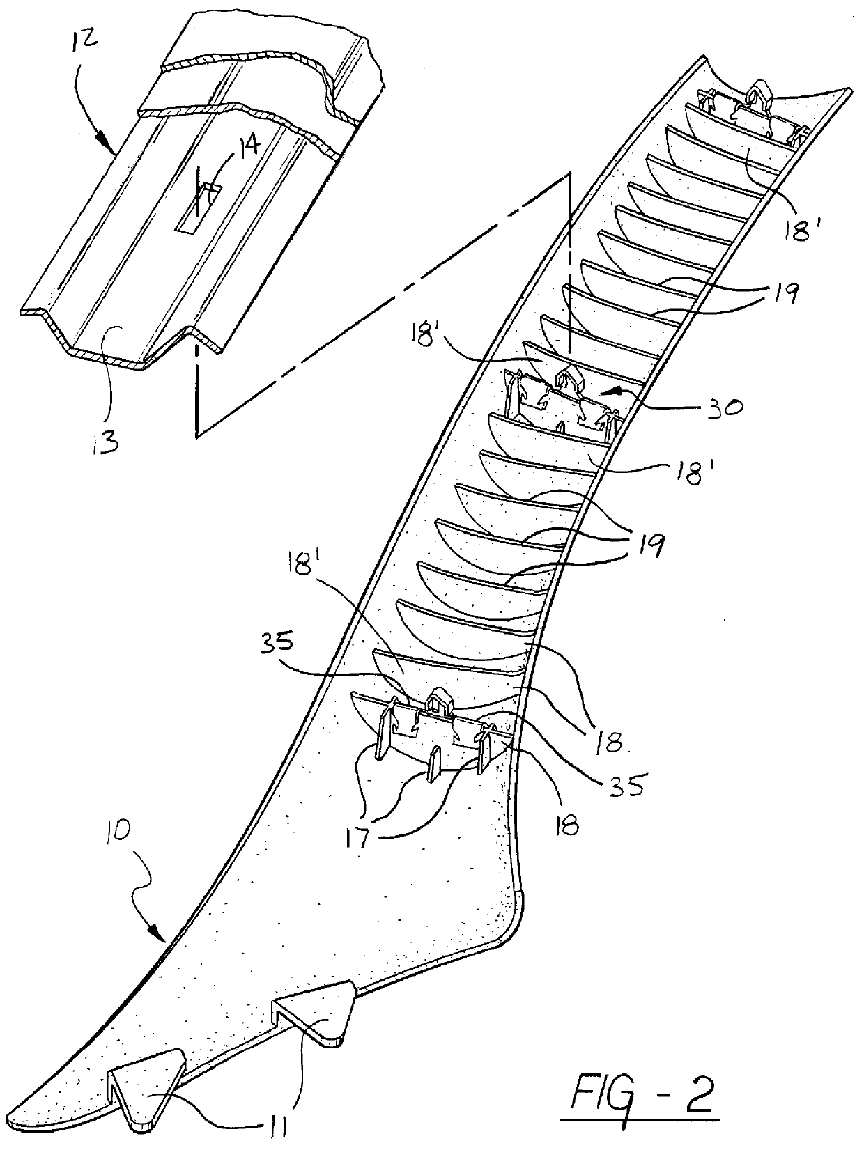 Energy absorbing trim component fastening system