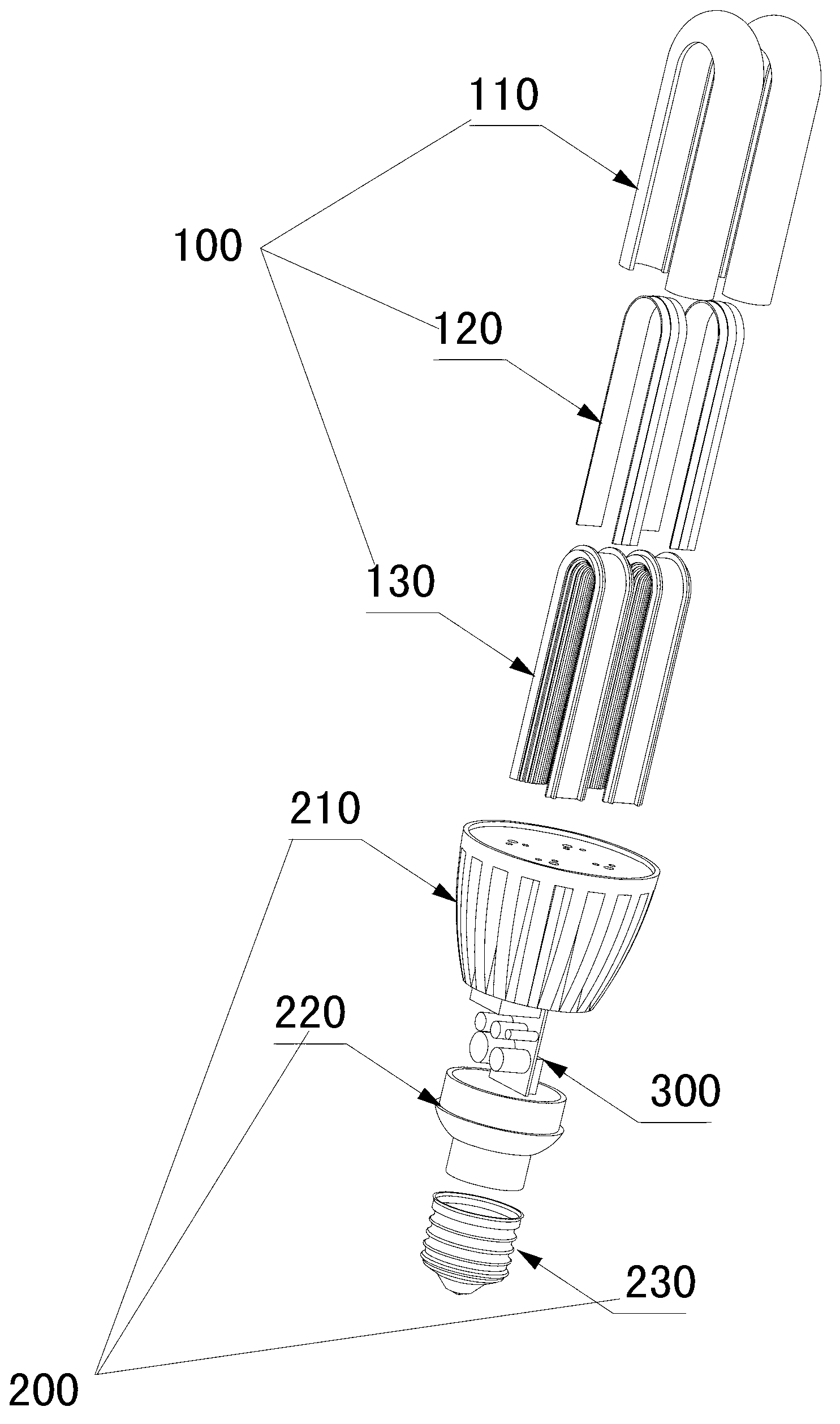 LED chip U-shaped pipe heat-dissipating energy-saving lamp