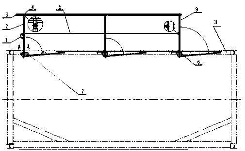 Guardrail device for top trail of tank container