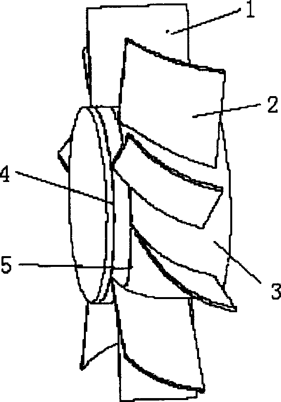 Impeller with staggered leaf on front edge