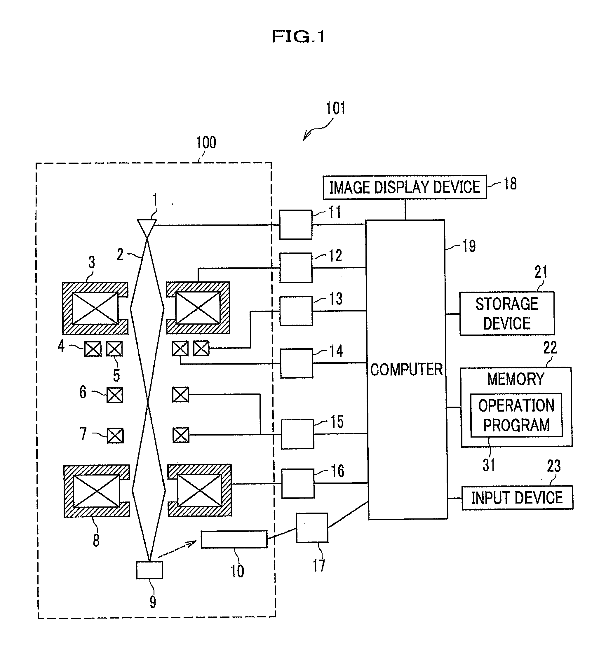 Charged particle beam apparatus, specimen observation system and operation program