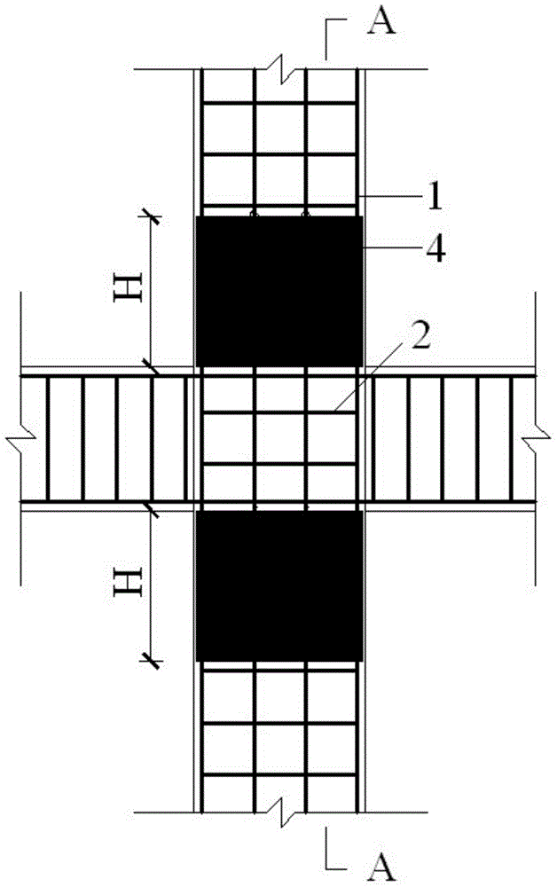 A reinforced concrete cylindrical node area steel wire mesh wrapped and external thin-walled circular steel pipe reinforcement structure and preparation method