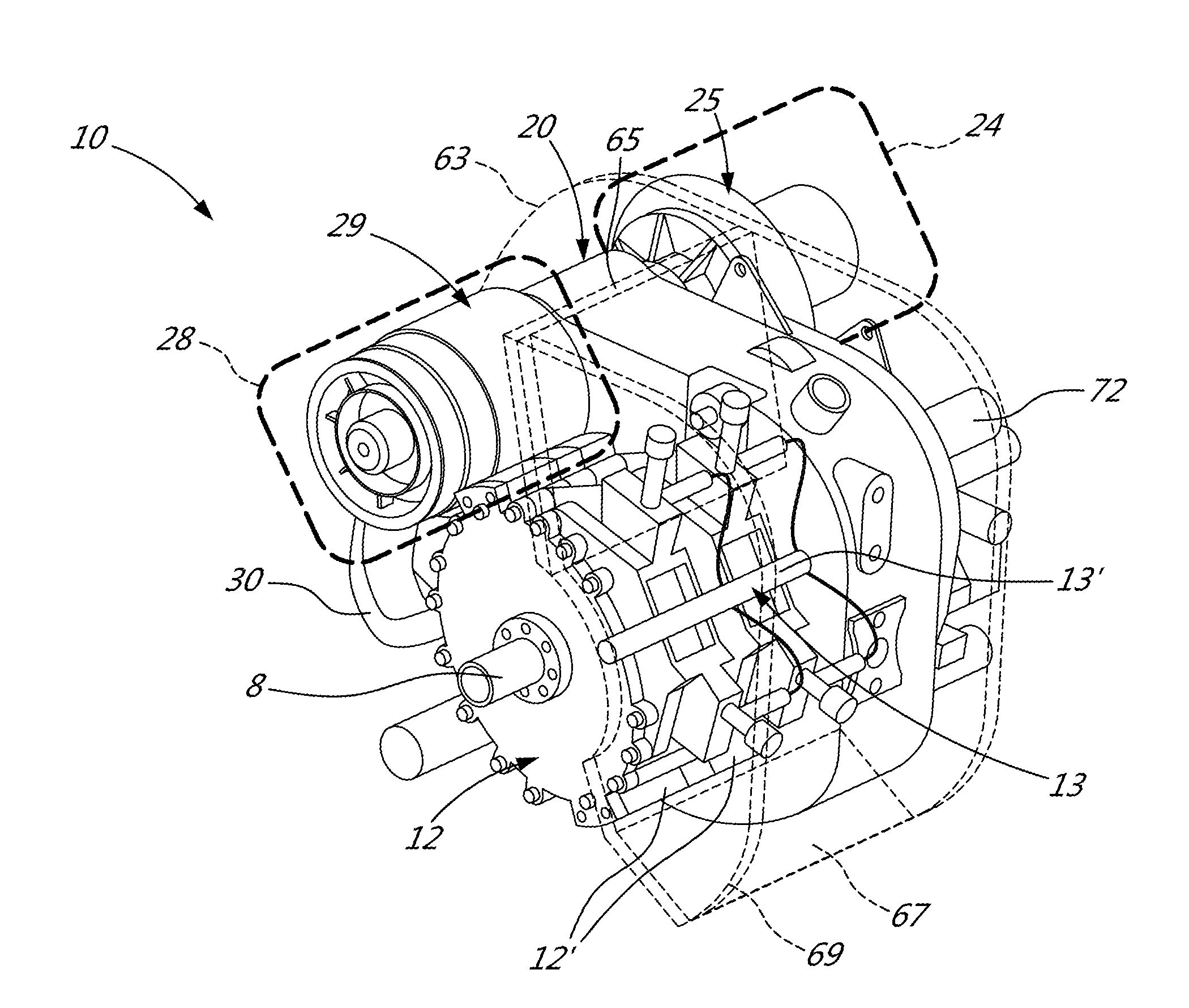 Compound engine assembly with offset turbine shaft, engine shaft and inlet duct