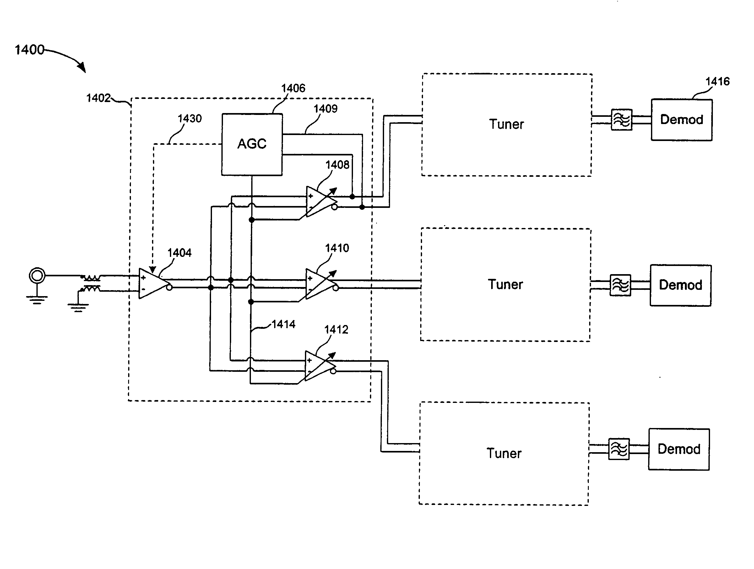 Method and system for implementing autonomous automatic gain control in a low noise broadband distribution amplifier