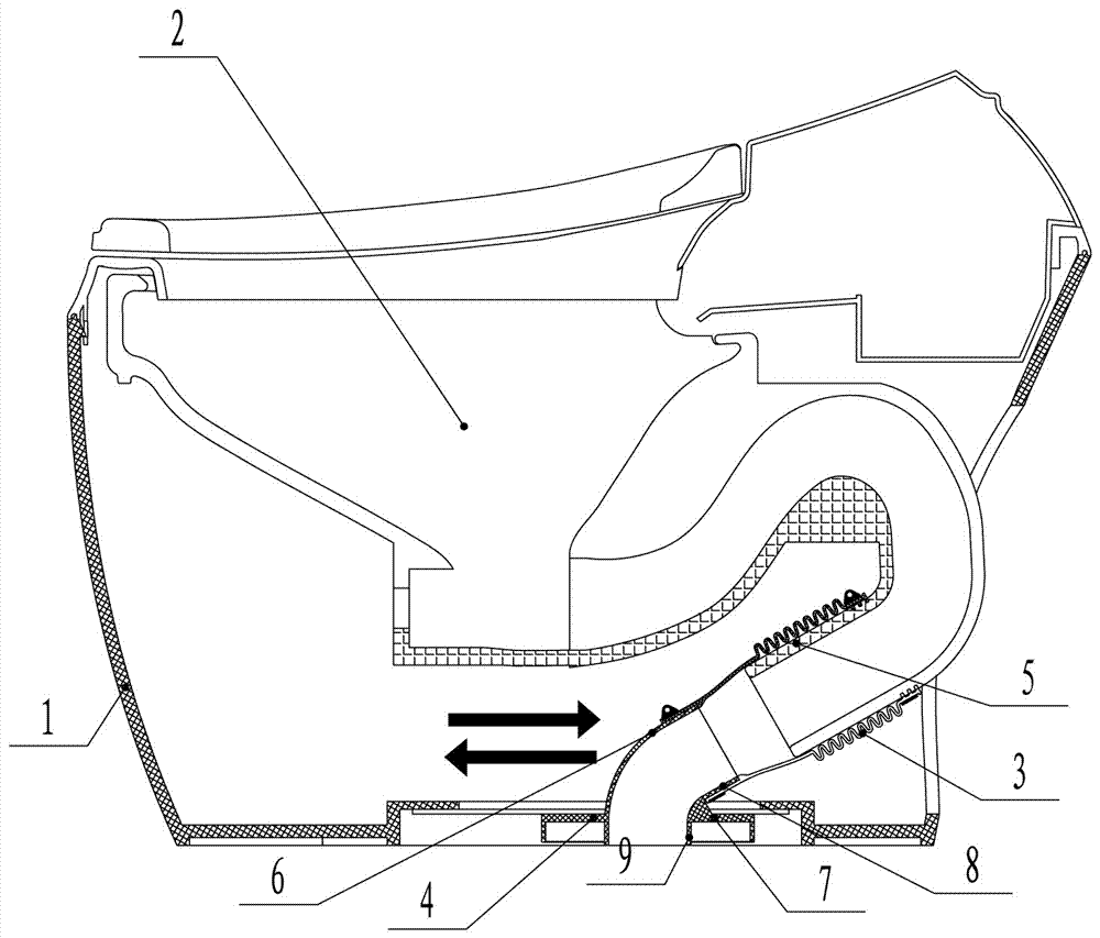 A toilet with adjustable installation pit distance