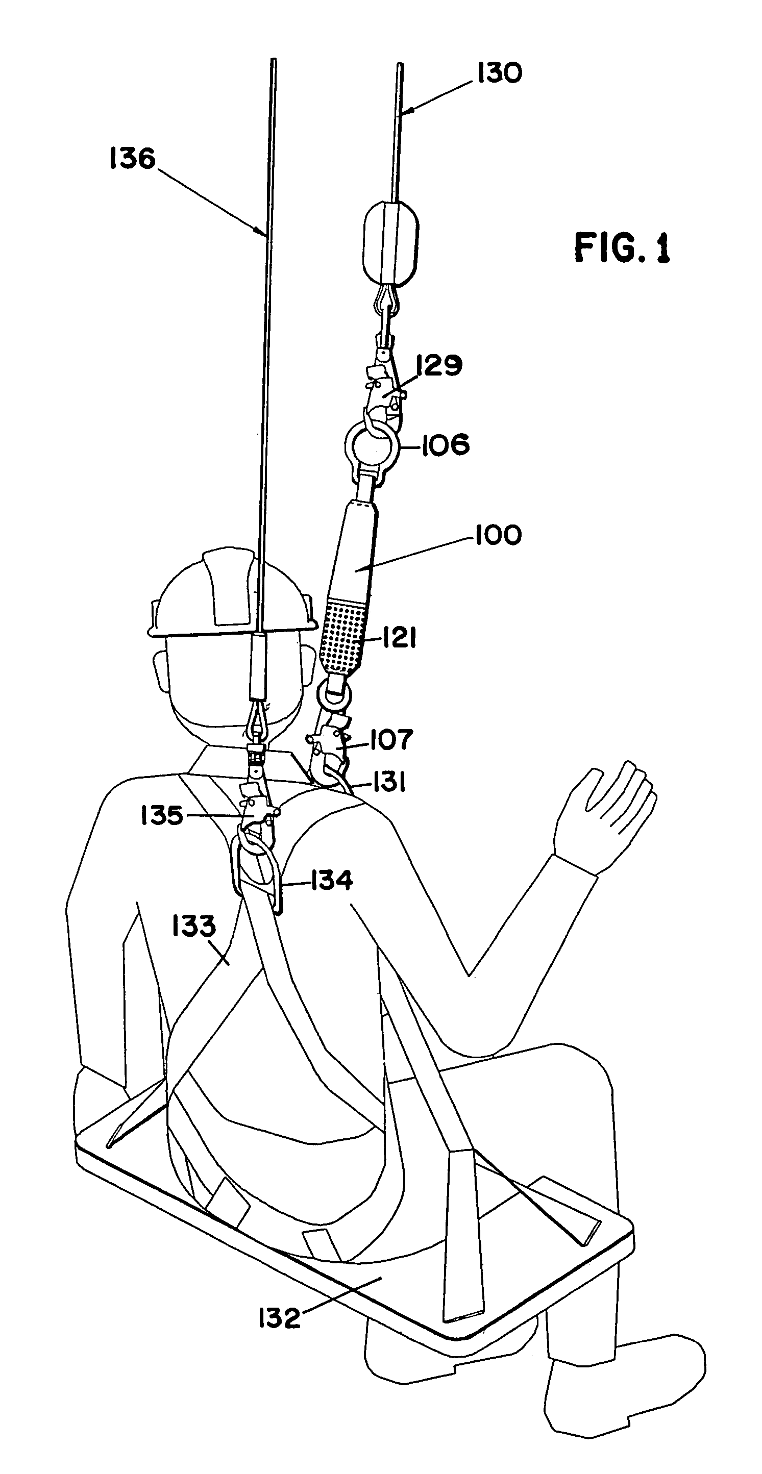 Alarm device for use with fall protection equipment