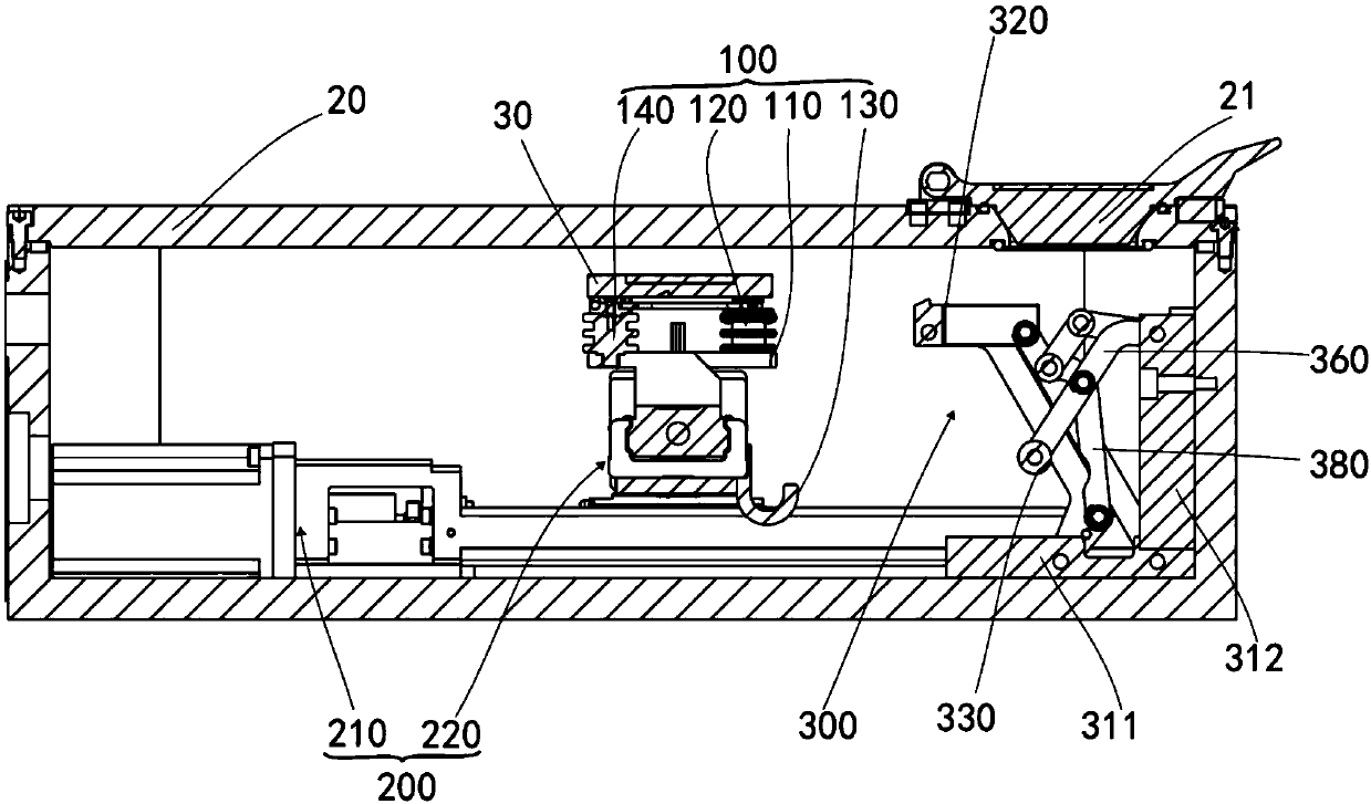 Sample target lifting mechanism, mass spectrometer sample changing device and mass spectrometer sample changing method