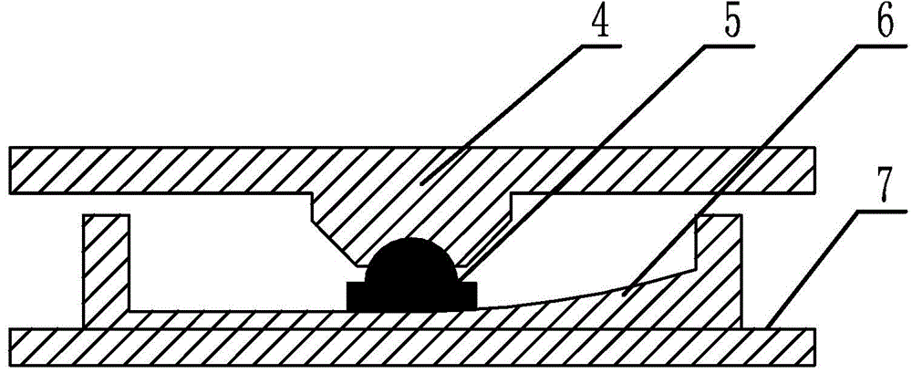 Spherical surface and cylindrical surface friction type support