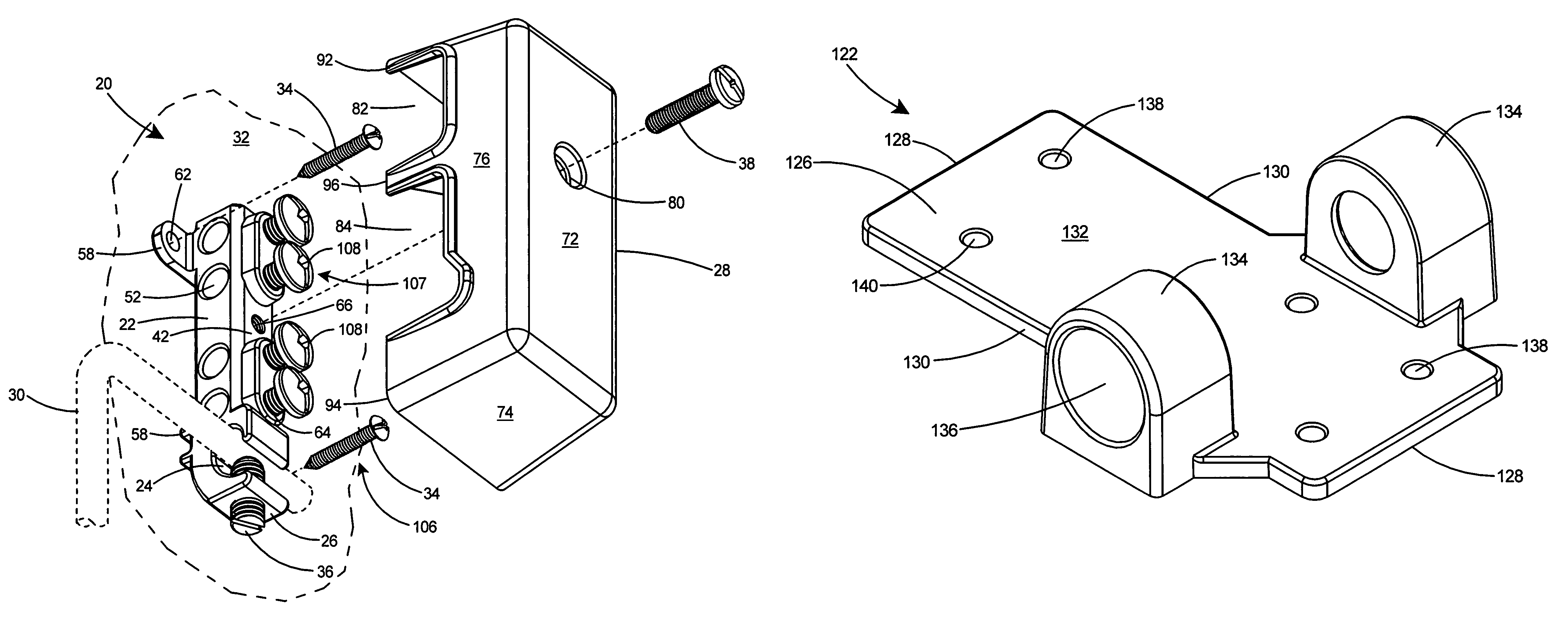 Grounding terminal block assembly including conduit adapter for multiple services