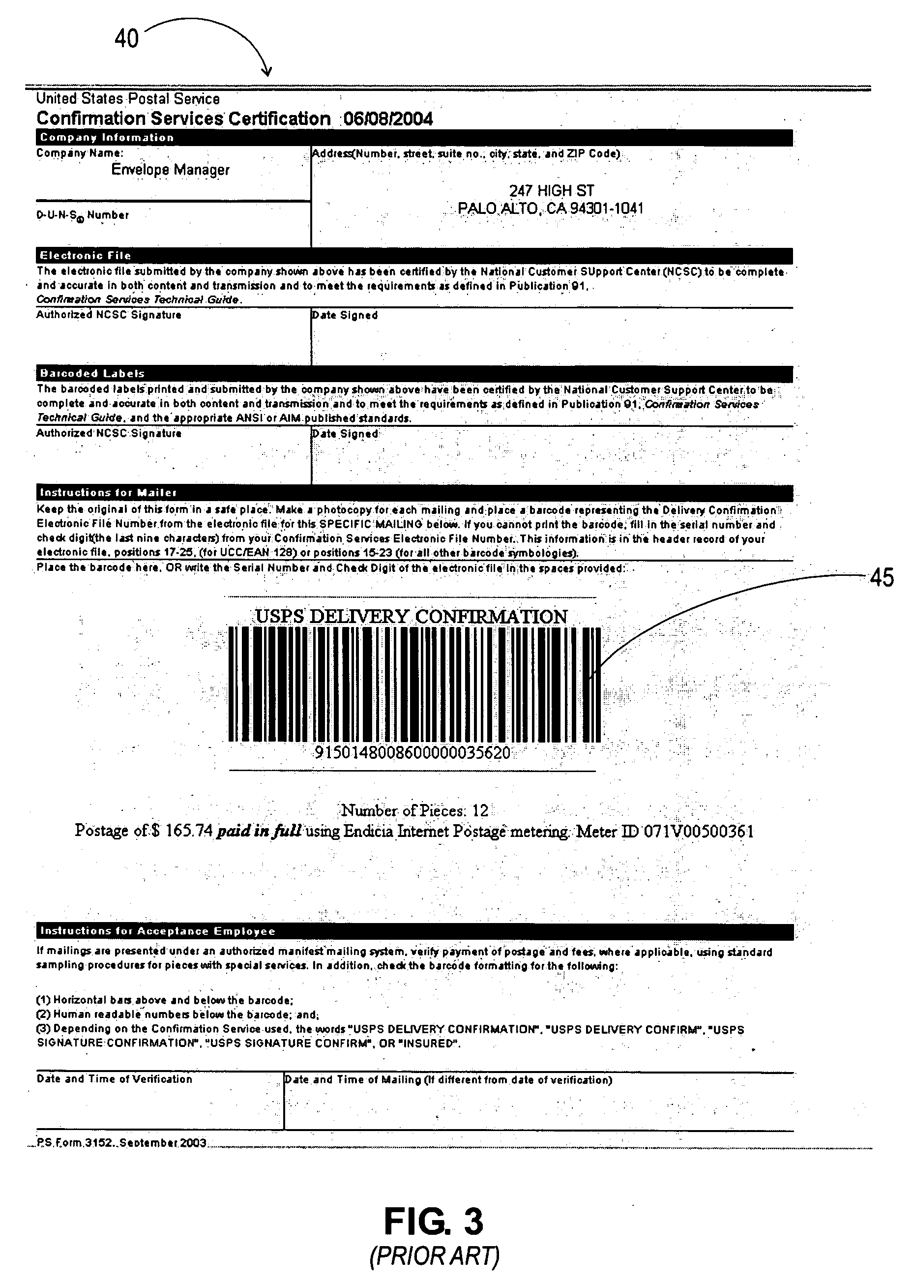 Tracking recordation system for packages