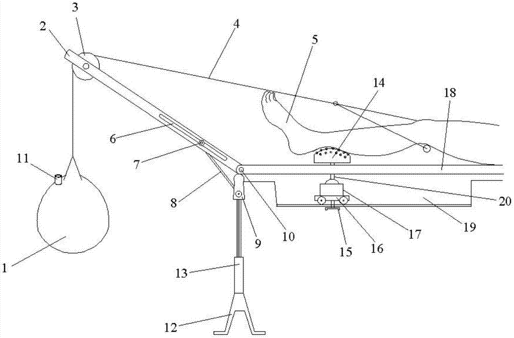 Tibia node traction device with rotation massage function