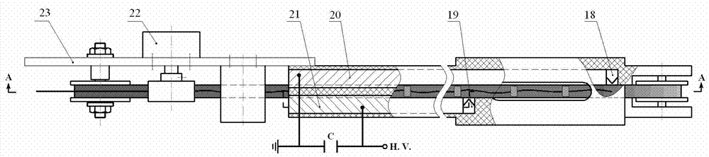 Continuous electric explosive spraying device for hole inner wall wires