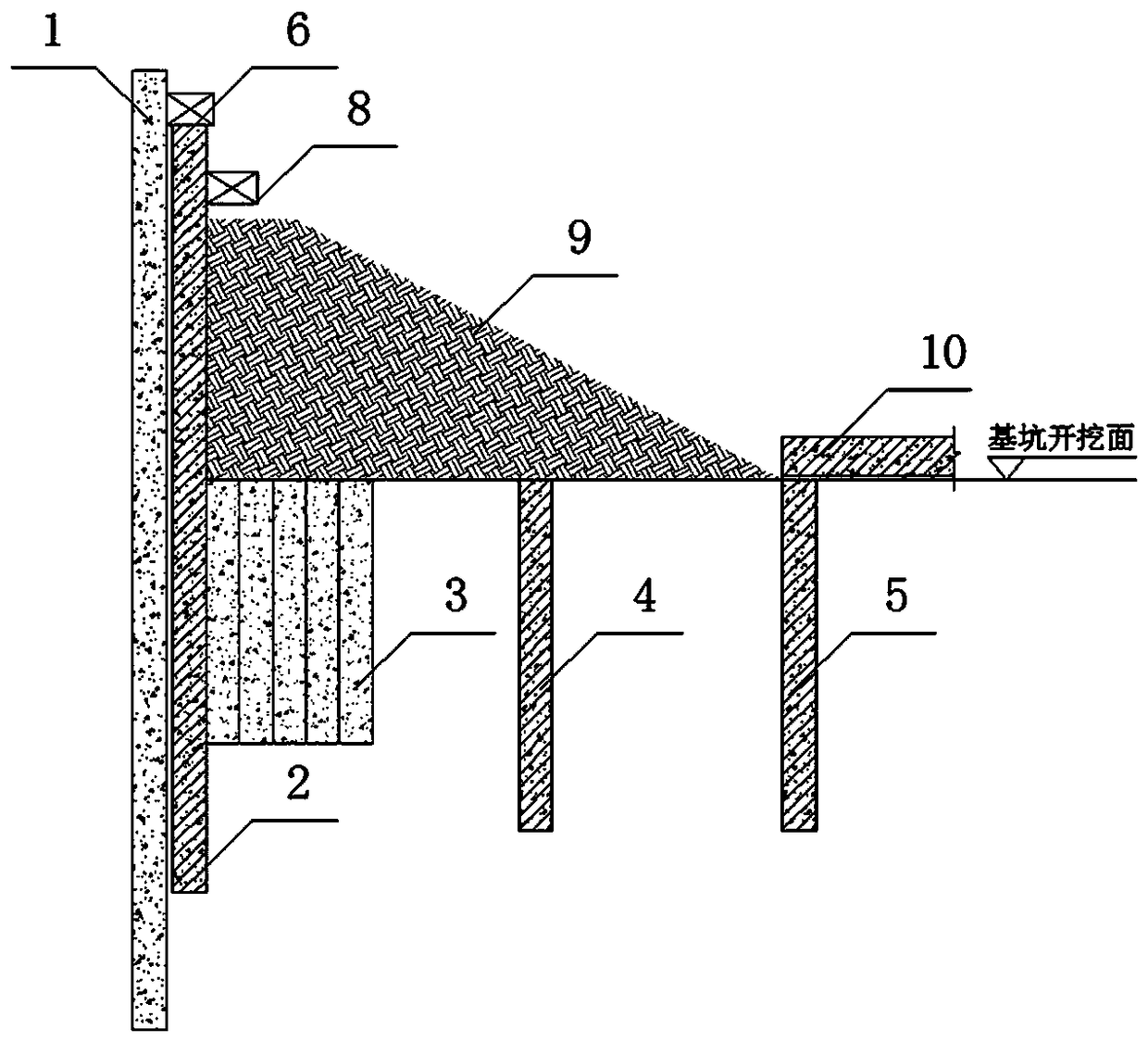 Construction method suitable for deep foundation pit support structure large in excavation area