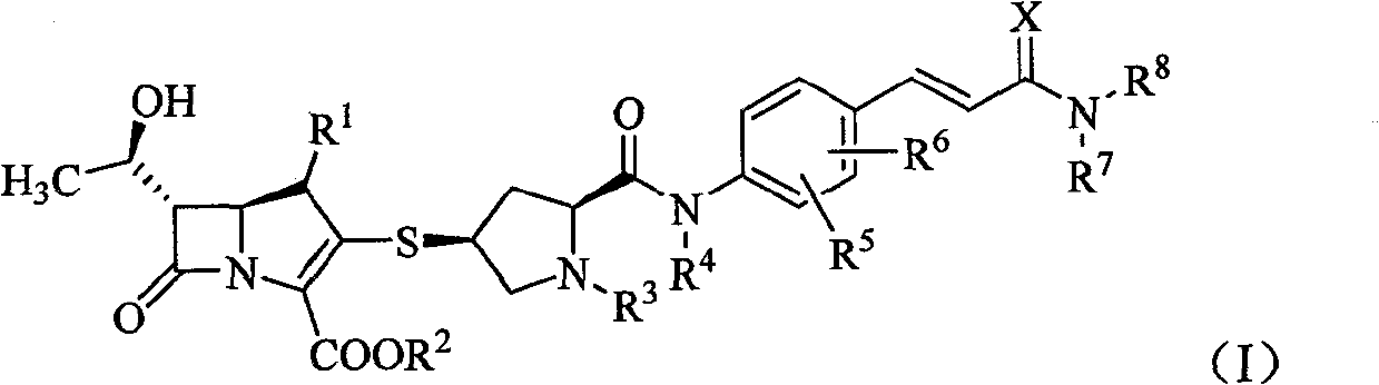 Formyl aniline substituted sulfhydryl pyrrolidine carbpenem compounds