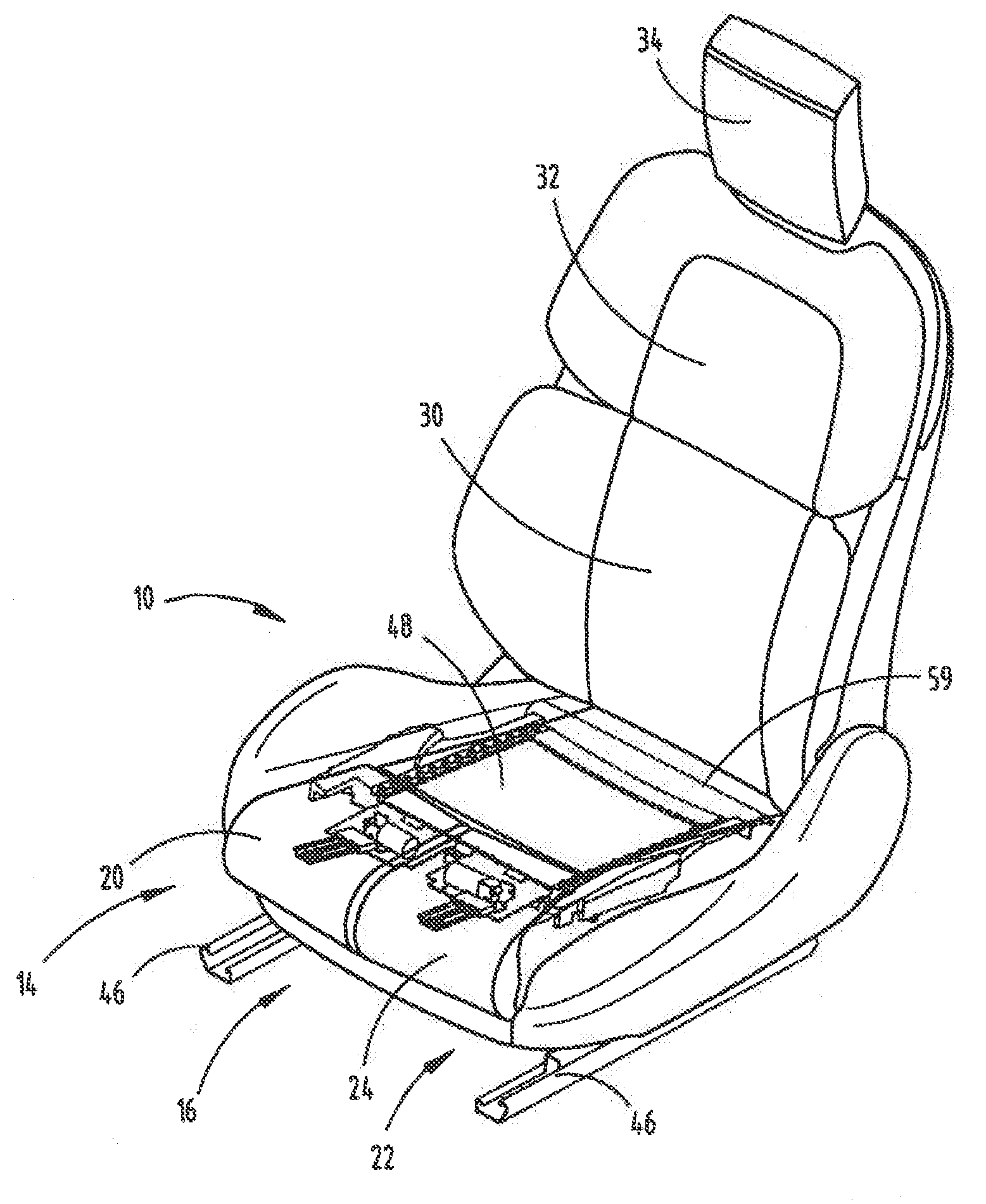 Independent cushion extension with optimized leg-splay angle