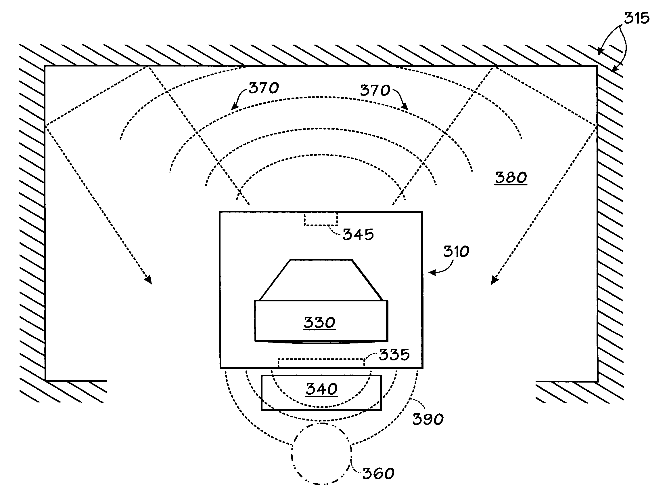 Computer with acoustic driver built into acoustically leaky chassis