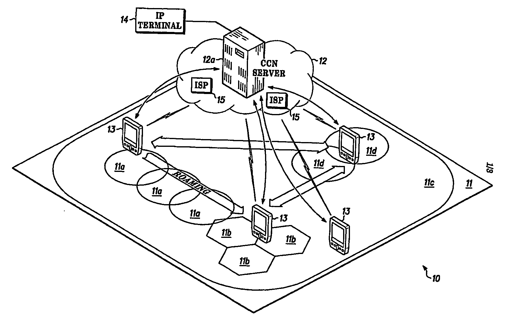 Radio terminal session control and interface set up method