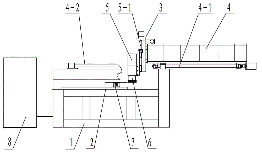 Machining method of T-shaped movable beam irregularly-shaped glass machining system