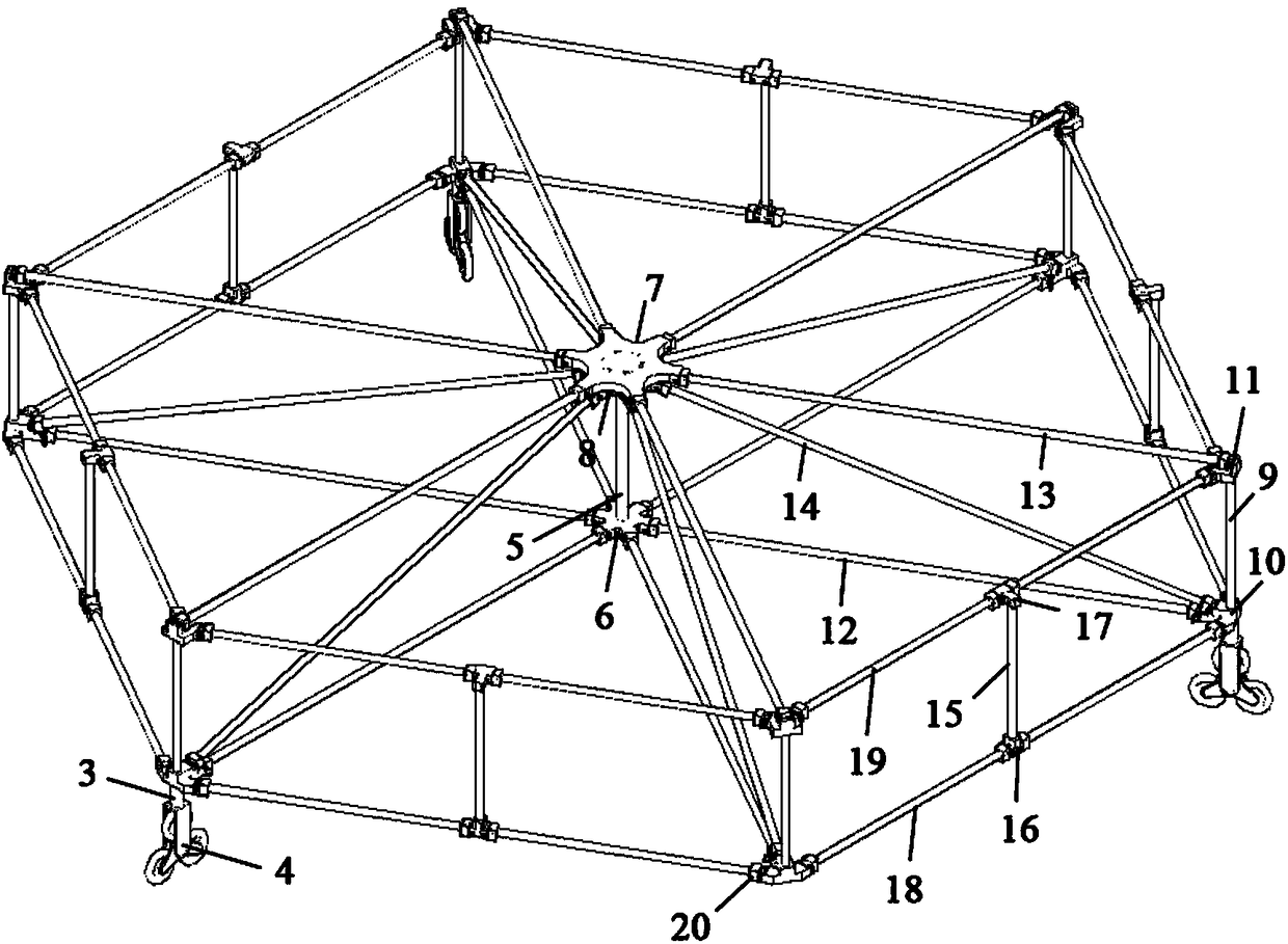 Lunar-based expandable truss-type network cable reflection-surface antenna