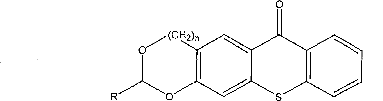 Cyclic acetal base-containing thioxanthone photo initiator and preparation method thereof