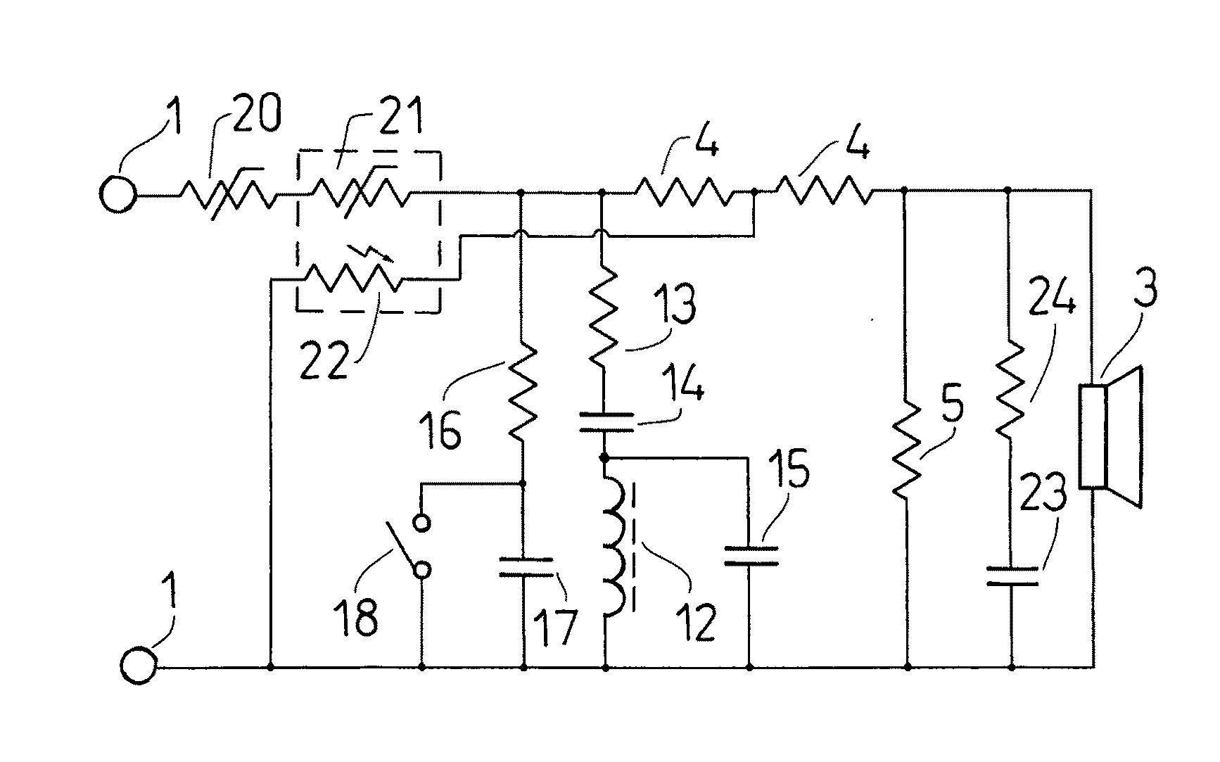 Headphones with distortion-free loudness limiting and dynamic equalization device