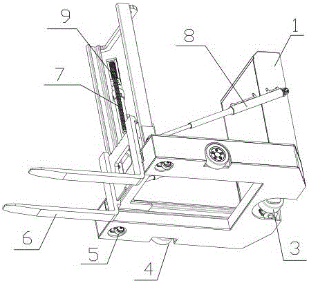 Industrial vehicle with small turning radius