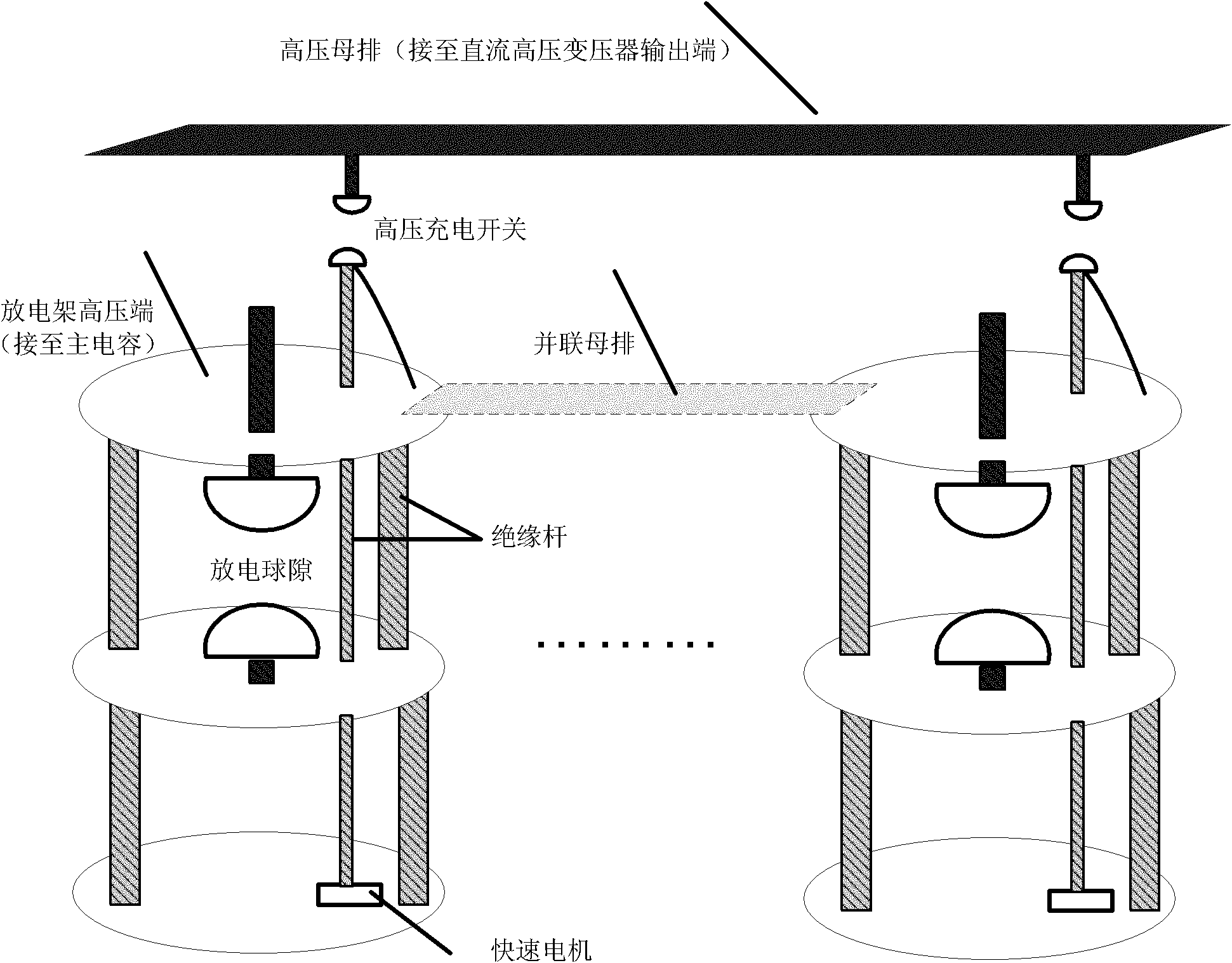 Experimental device for multiple lightning current return strokes of surge protection device (SPD)