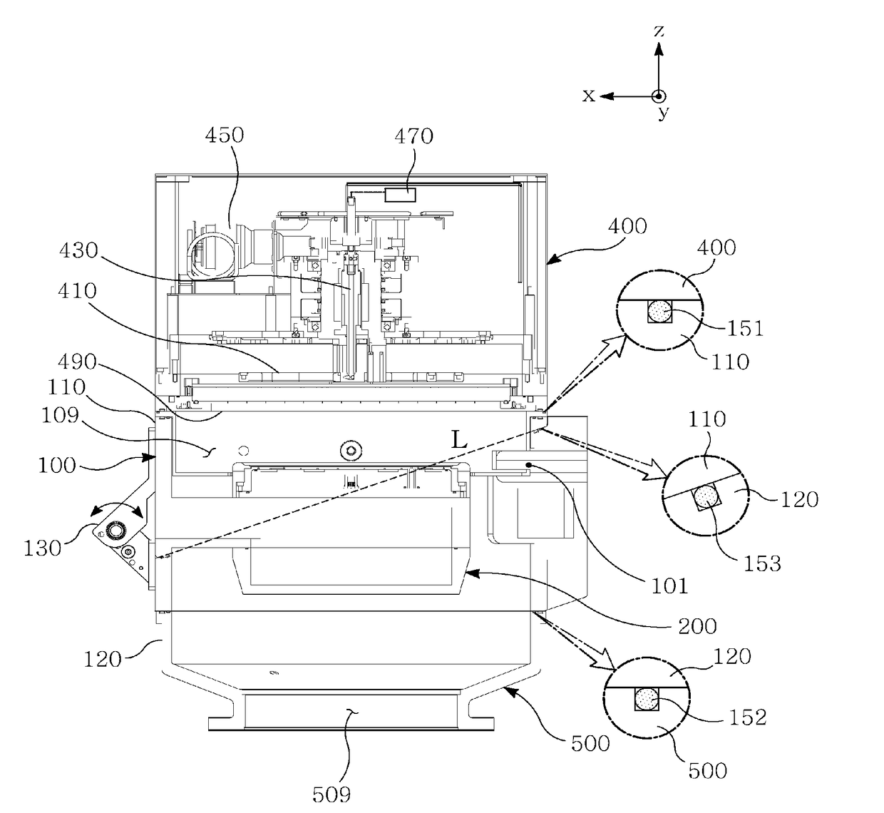 Semiconductor processing device equipped with process chamber