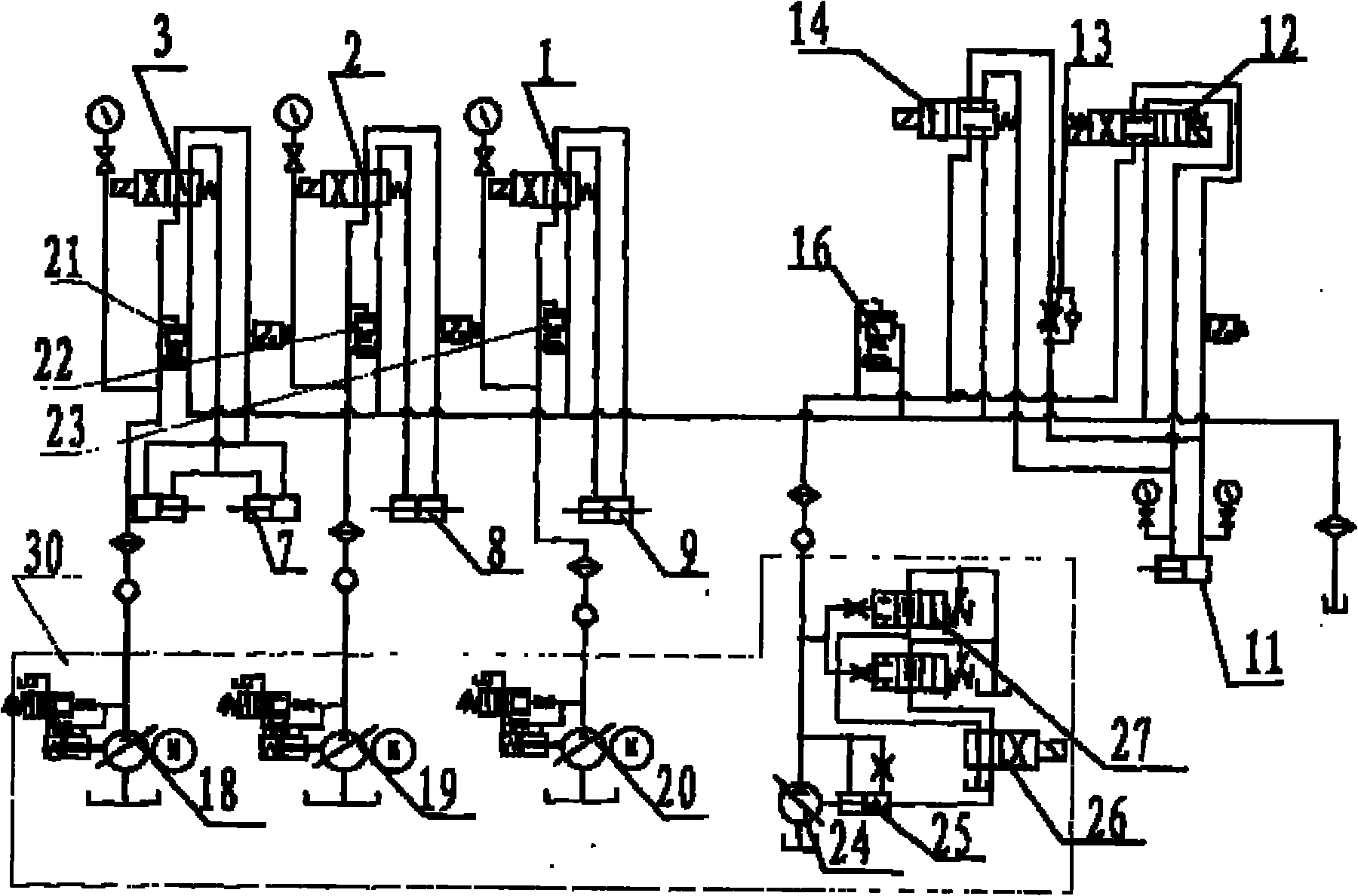 Hydraulic control system of friction welding machine