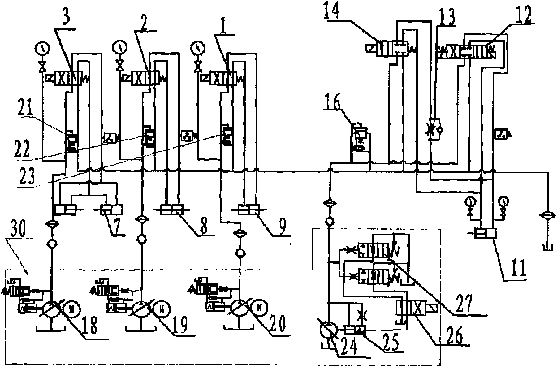 Hydraulic control system of friction welding machine