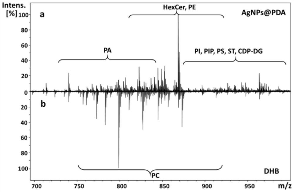 Application of polydopamine-modified silver nanoparticles in mass spectrometry detection